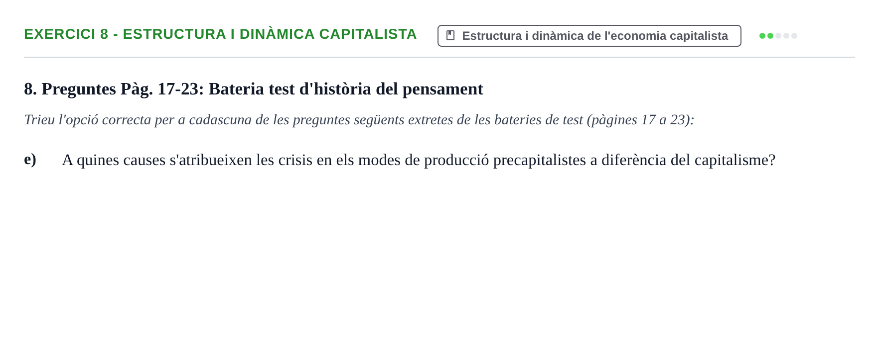 Enunciado: 8 - Estructura i dinàmica capitalista