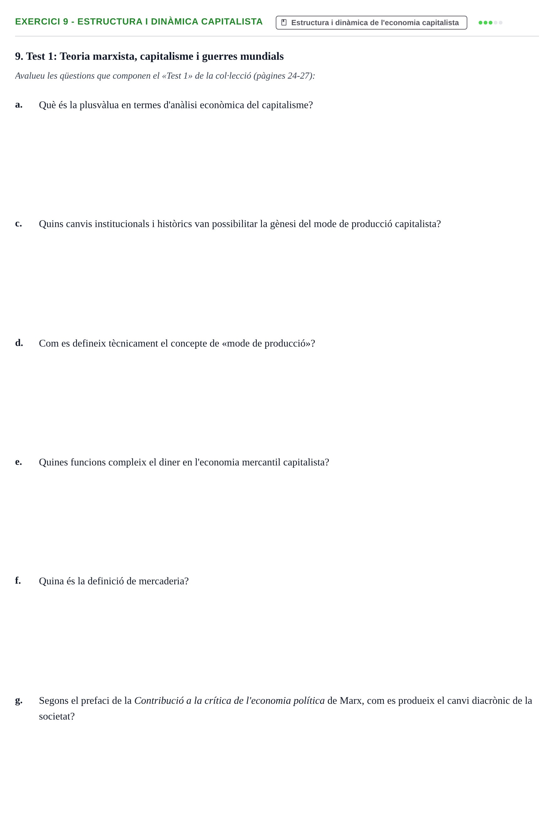 Enunciado: 9 - Estructura i dinàmica capitalista