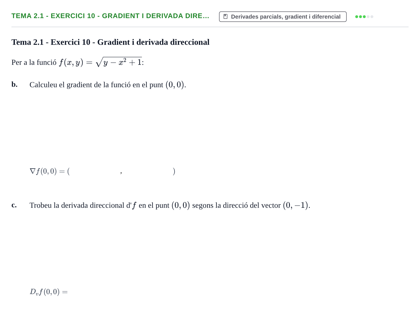 Enunciado: Tema 2.1 - Exercici 10 - Gradient i derivada dire…