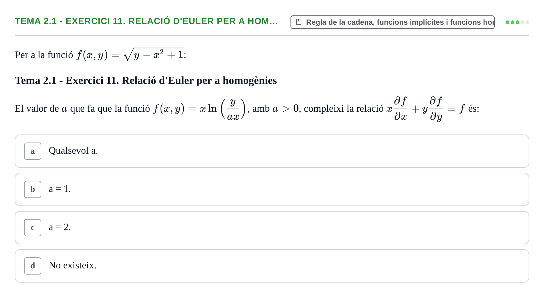 Enunciado: Tema 2.1 - Exercici 11. Relació d'Euler per a hom…