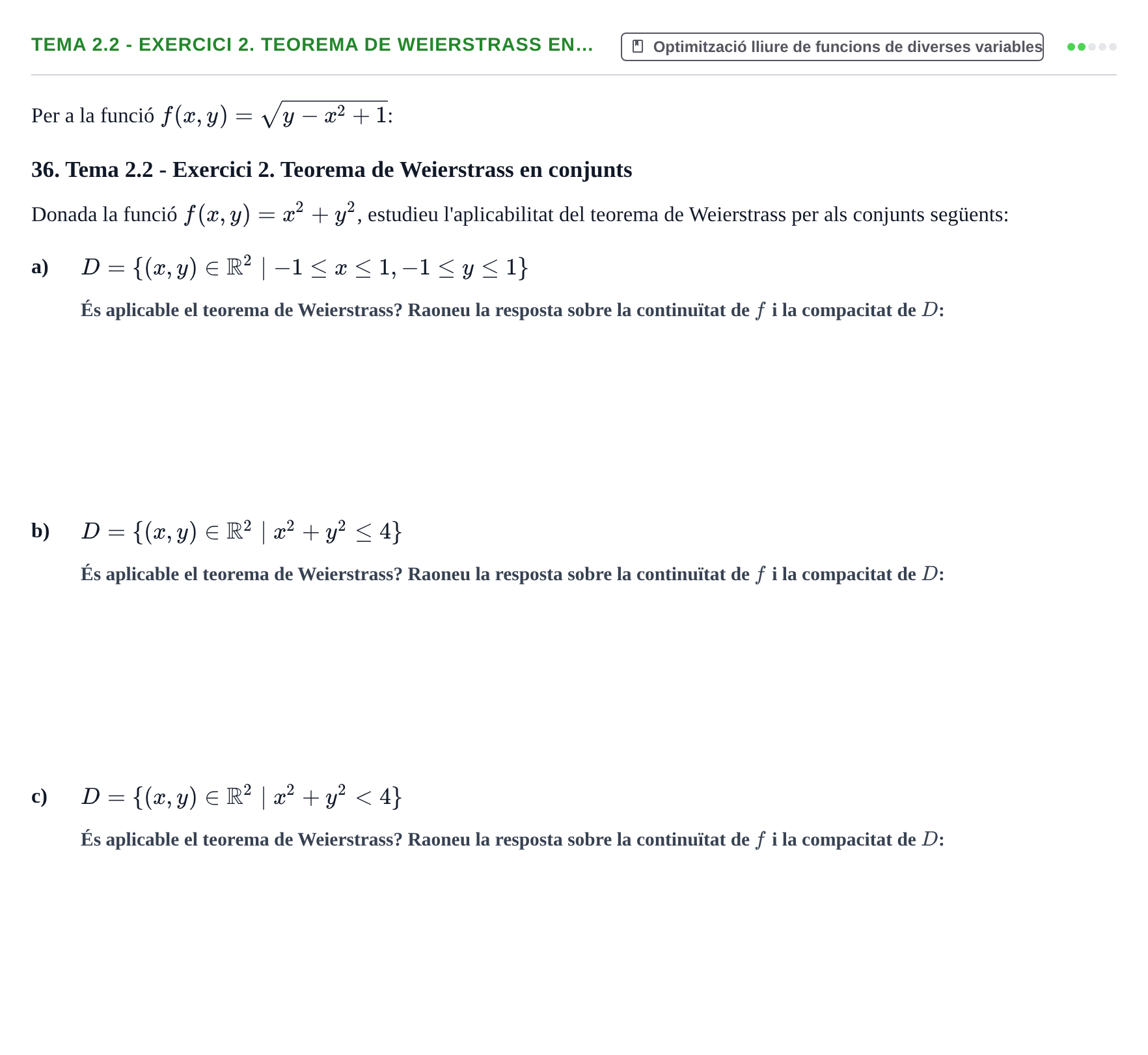 Enunciado: Tema 2.2 - Exercici 2. Teorema de Weierstrass en…