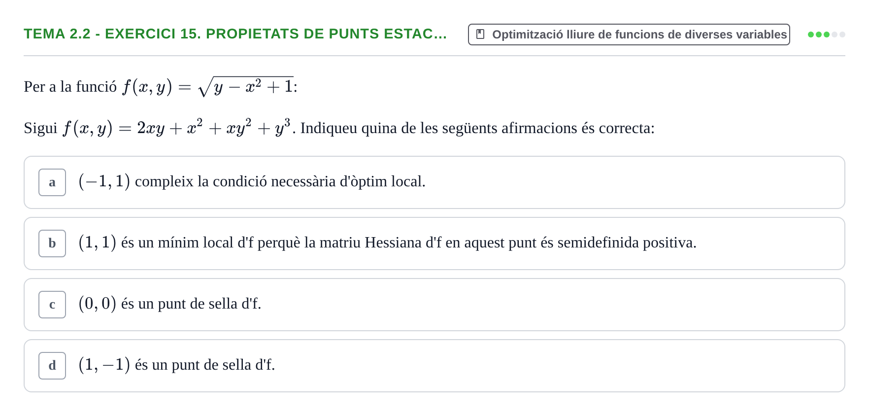 Enunciado: Tema 2.2 - Exercici 15. Propietats de punts estac…