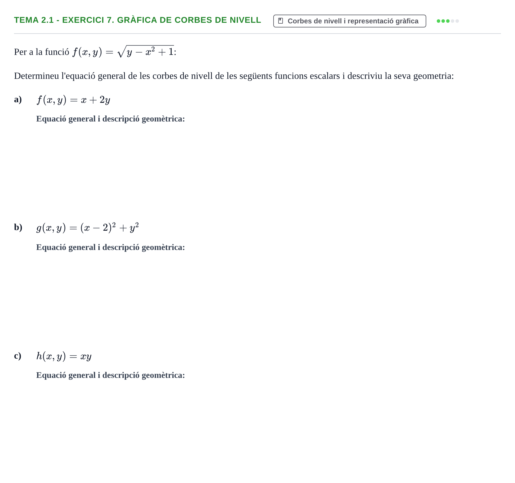 Enunciado: Tema 2.1 - Exercici 7. Gràfica de corbes de nivell
