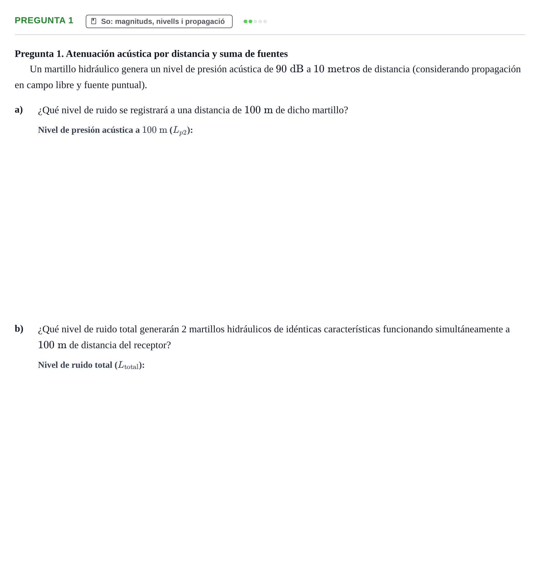 Enunciado: Pregunta 1 · Acondicionamiento y Servicios I UPC 2003