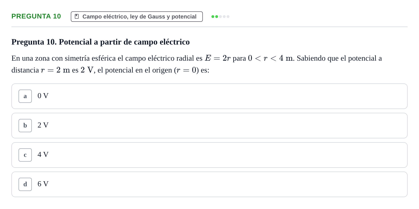 Enunciado: Pregunta 10 · Física UPC 2022