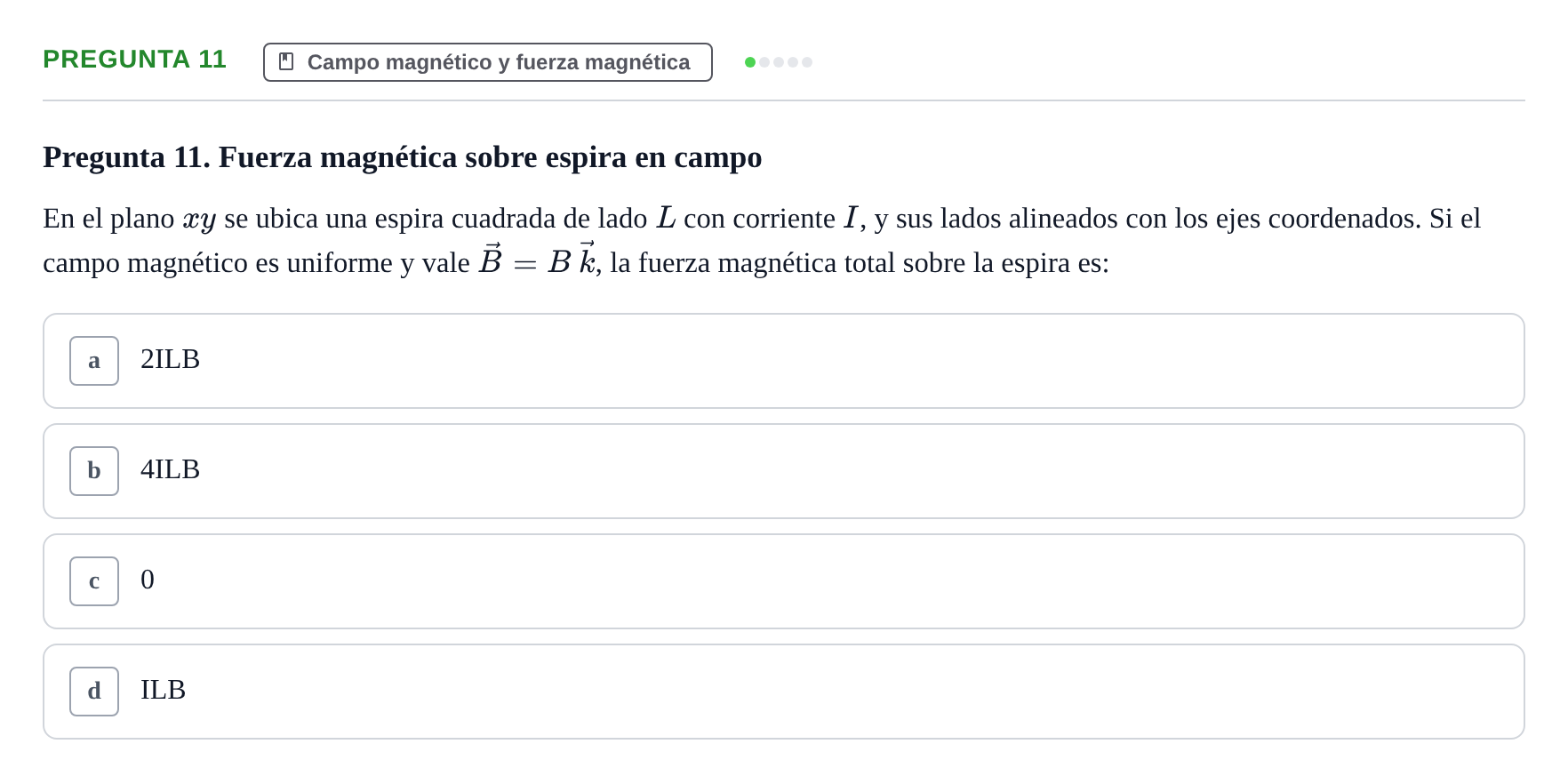 Enunciado: Pregunta 11 · Física UPC 2022