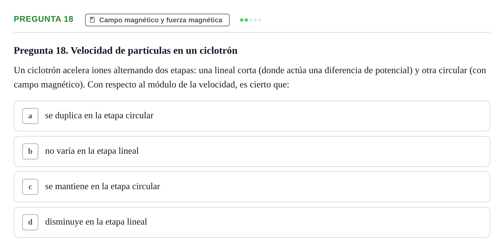 Enunciado: Pregunta 18 · Física UPC 2022