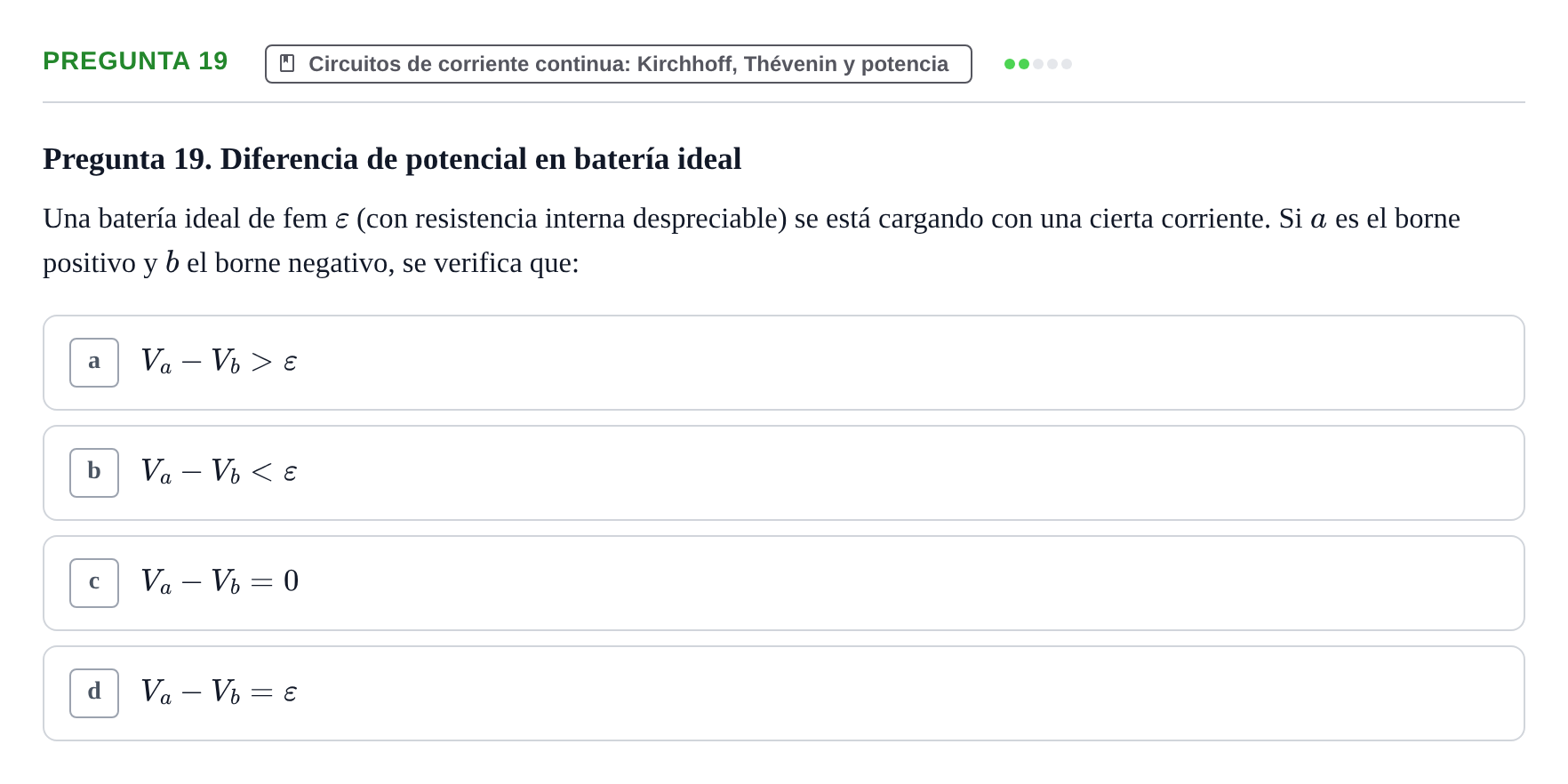 Enunciado: Pregunta 19 · Física UPC 2022