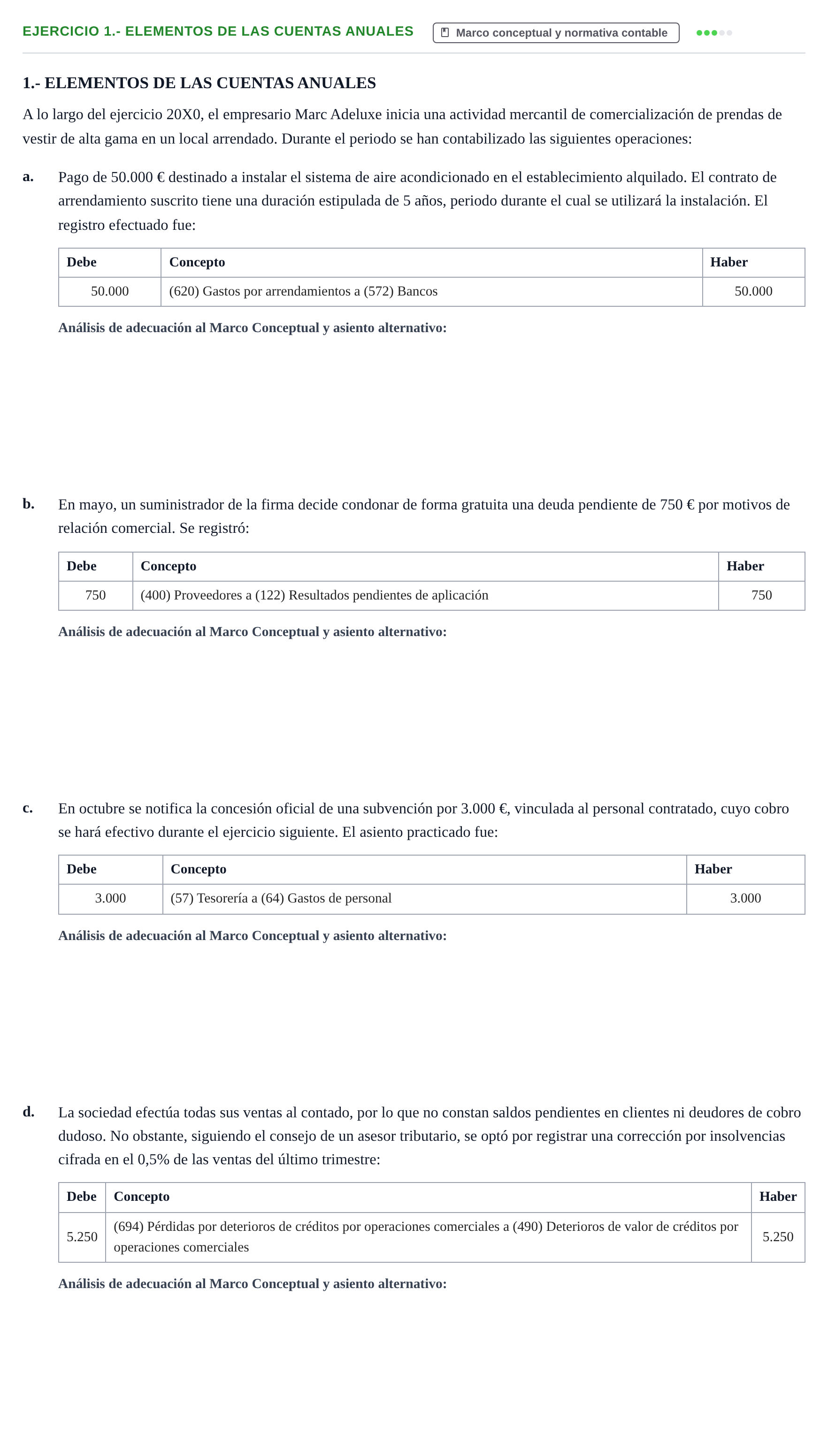 Enunciado: 1.- ELEMENTOS DE LAS CUENTAS ANUALES