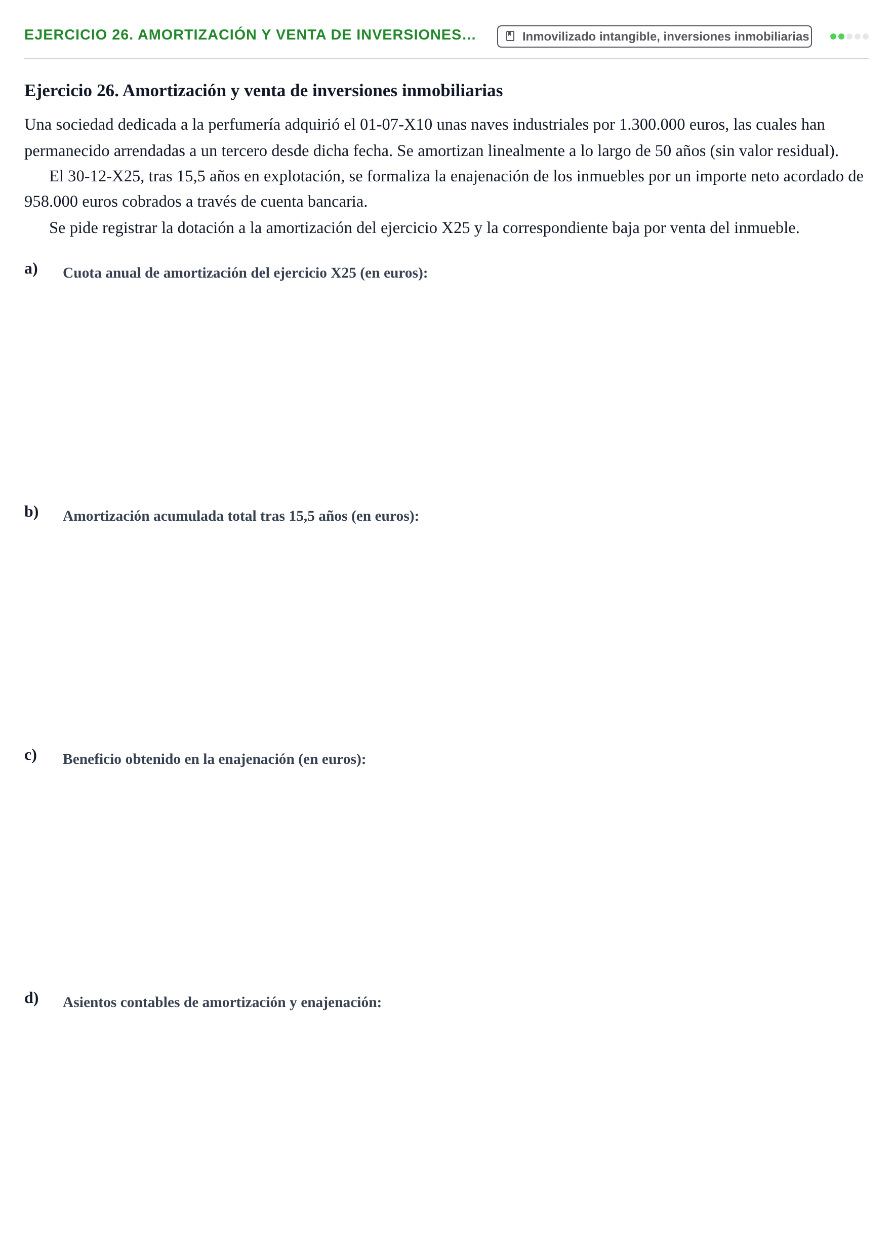 Enunciado: Ejercicio 26. Amortización y venta de inversiones…