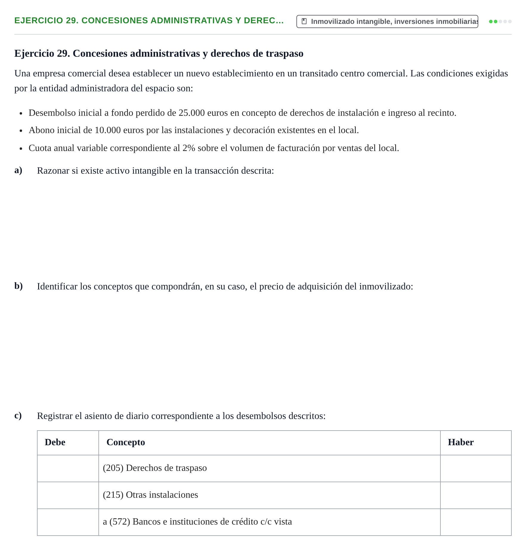 Enunciado: Ejercicio 29. Concesiones administrativas y derec…