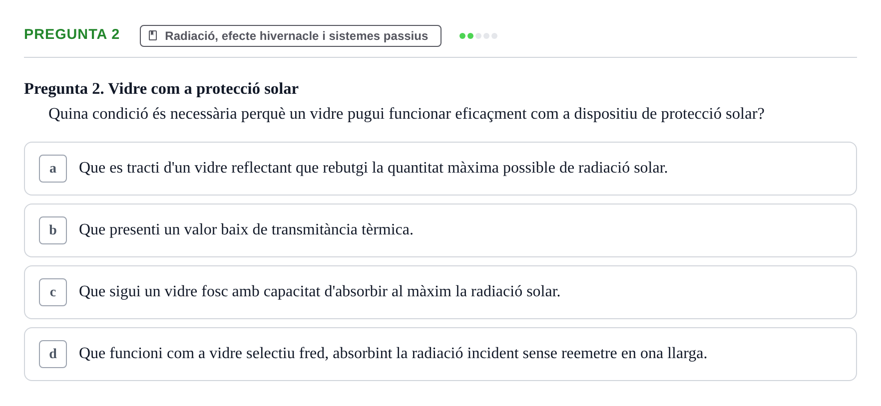 Enunciado: Pregunta 2 · Acondicionamiento y Servicios I UPC Examen Parcial 2. Acondicionament i Serveis I