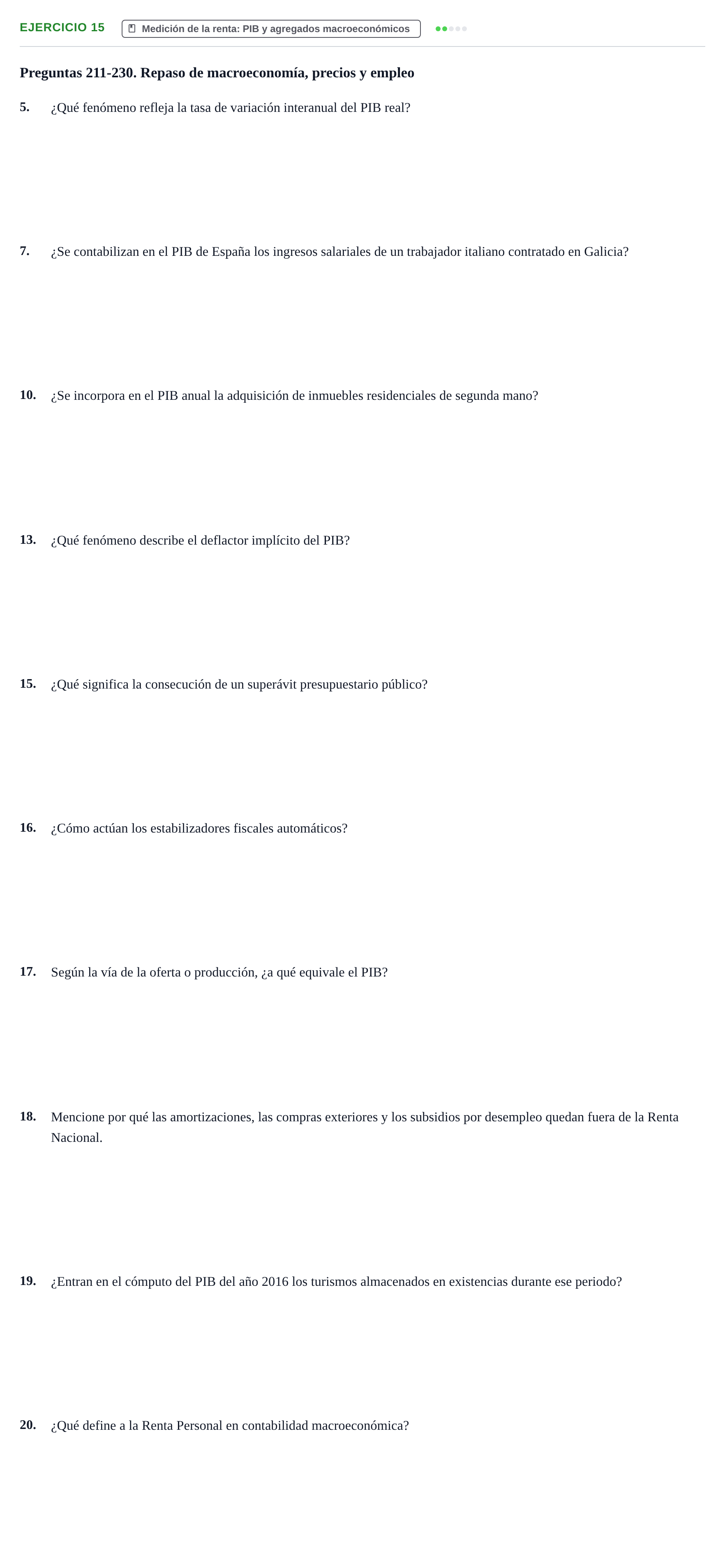 Enunciado: 15 - Medición de la renta: PIB y agregados macroe…