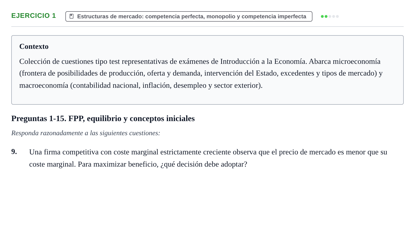 Enunciado: 1 - Estructuras de mercado