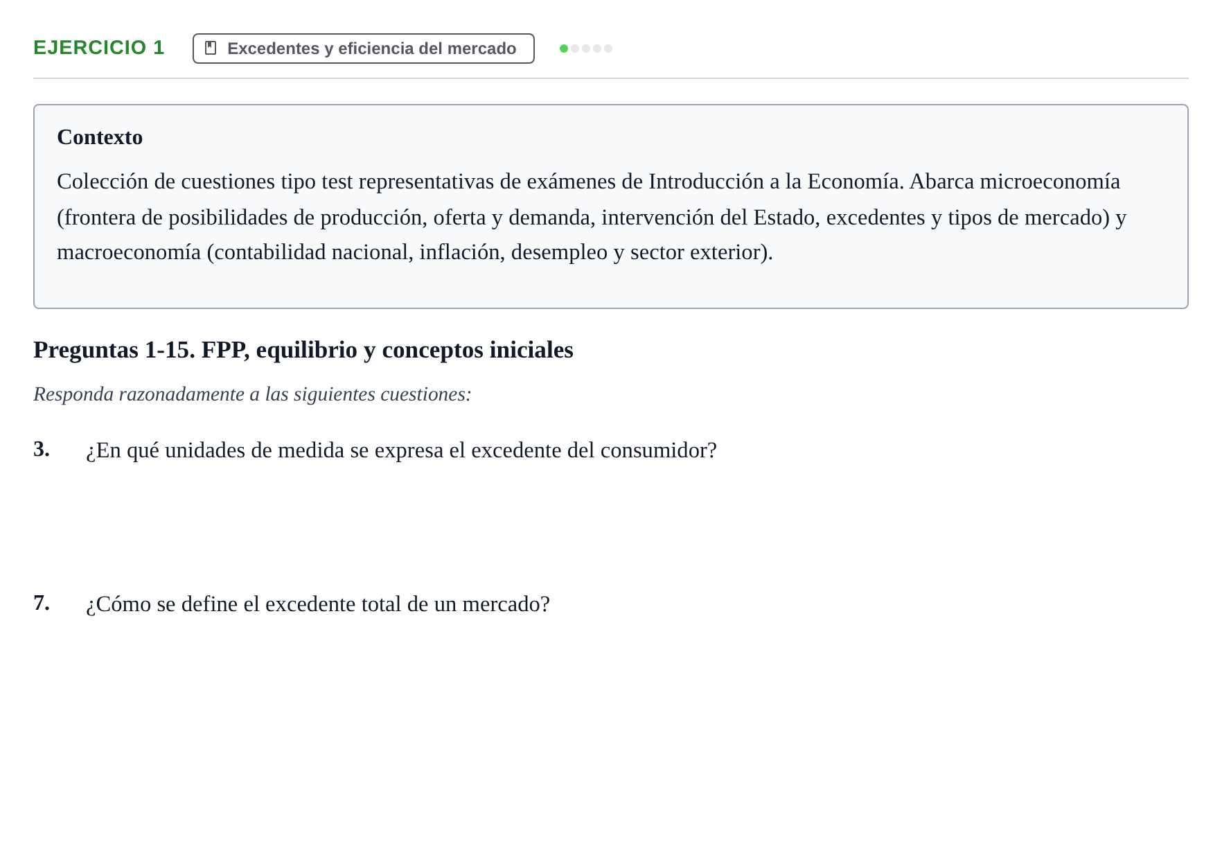 Enunciado: 1 - Excedentes y eficiencia del mercado