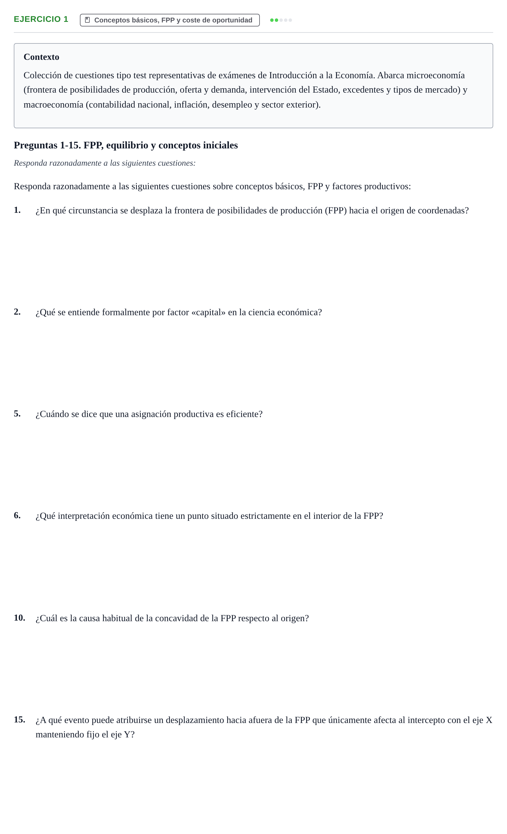 Enunciado: 1 - Conceptos básicos, FPP y coste de oportunidad