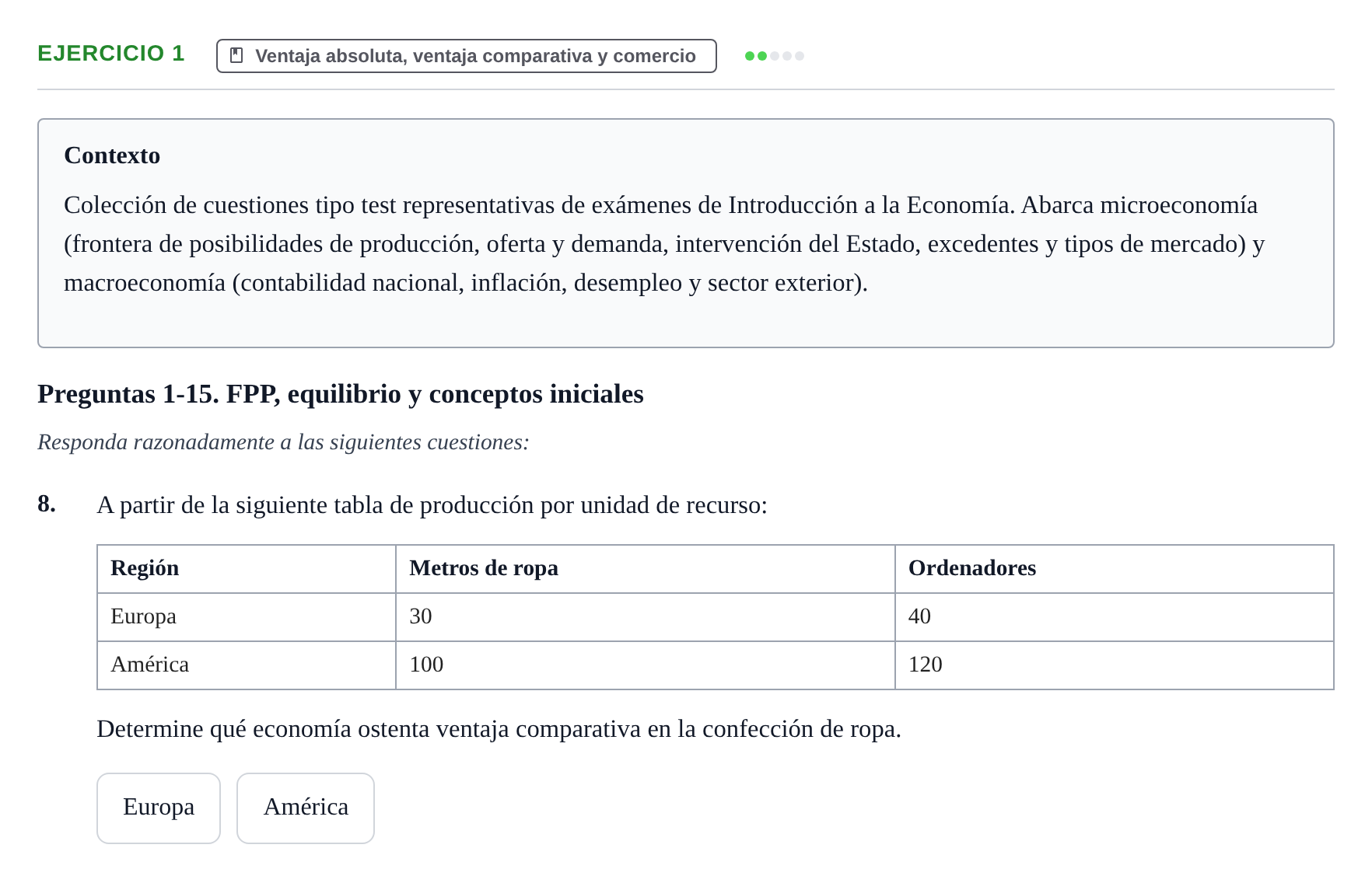 Enunciado: 1 - Ventaja absoluta, ventaja comparativa y comer…