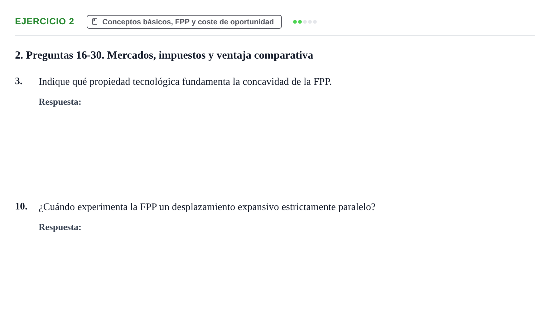 Enunciado: 2 - Conceptos básicos, FPP y coste de oportunidad