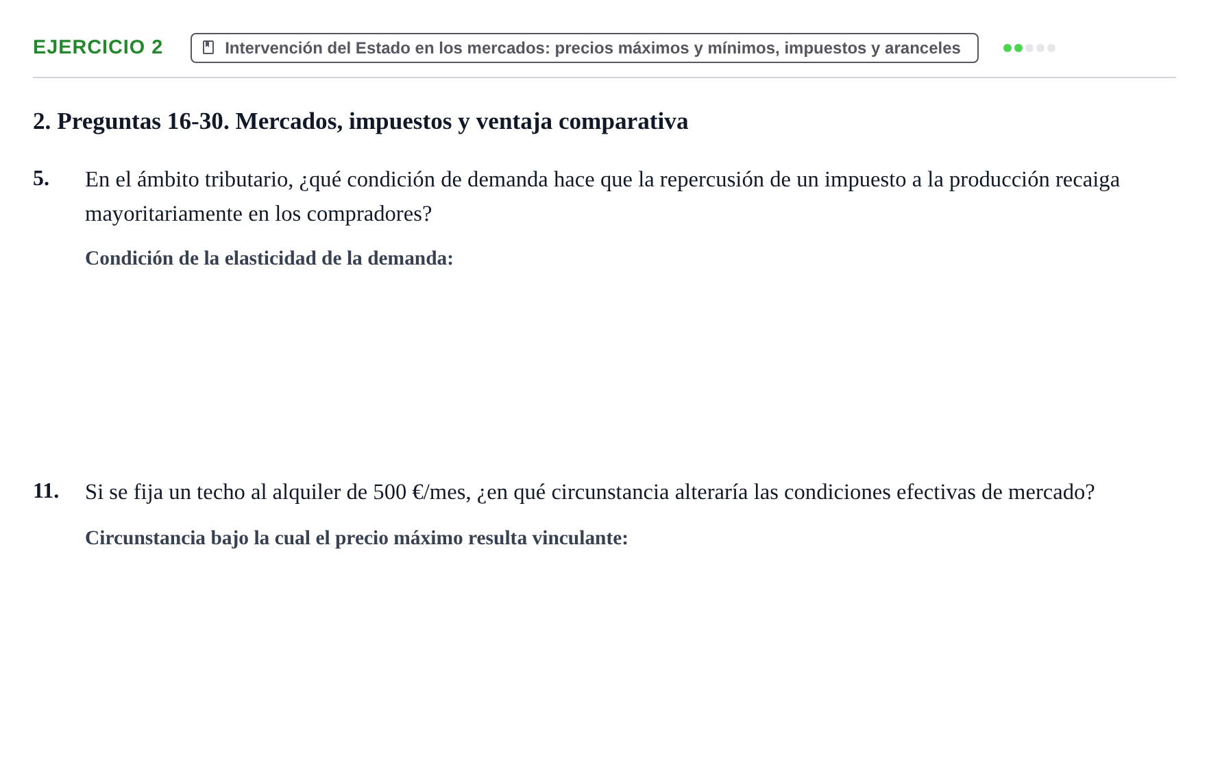 Enunciado: 2 - Intervención del Estado en los mercados