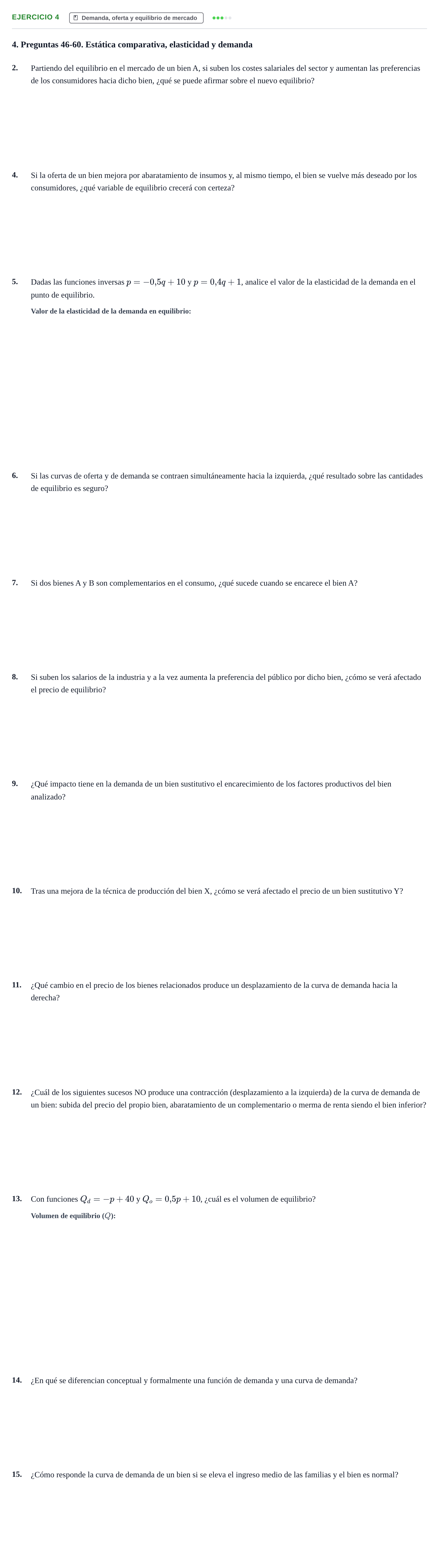 Enunciado: 4 - Demanda, oferta y equilibrio de mercado