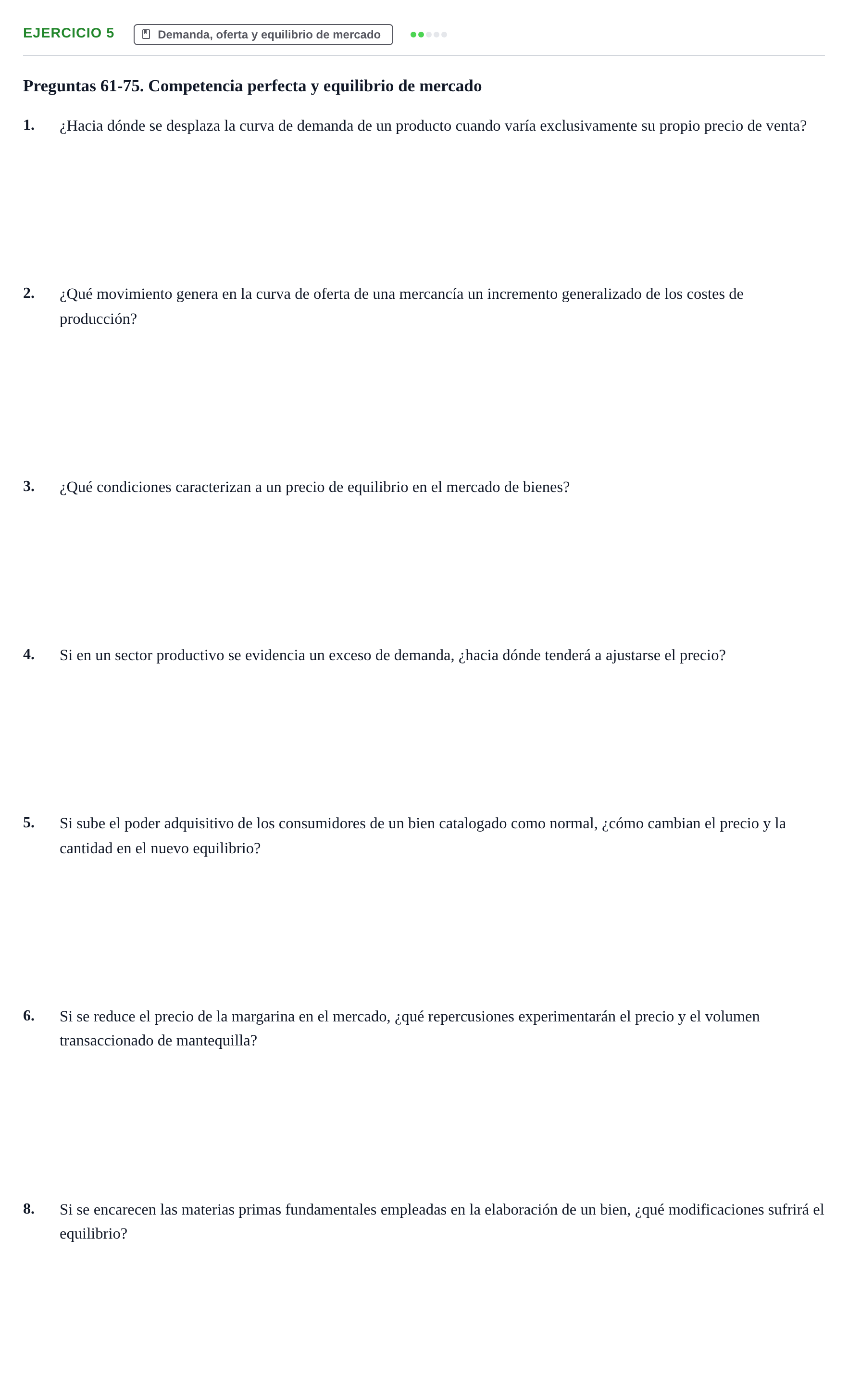 Enunciado: 5 - Demanda, oferta y equilibrio de mercado