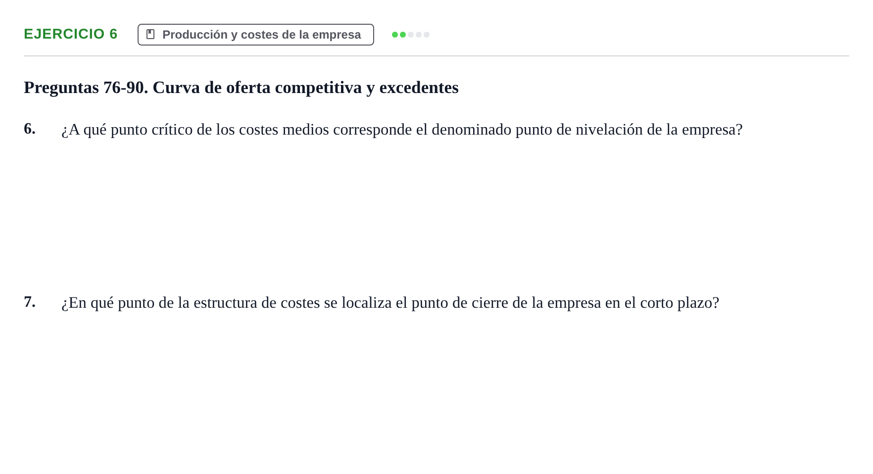 Enunciado: 6 - Producción y costes de la empresa