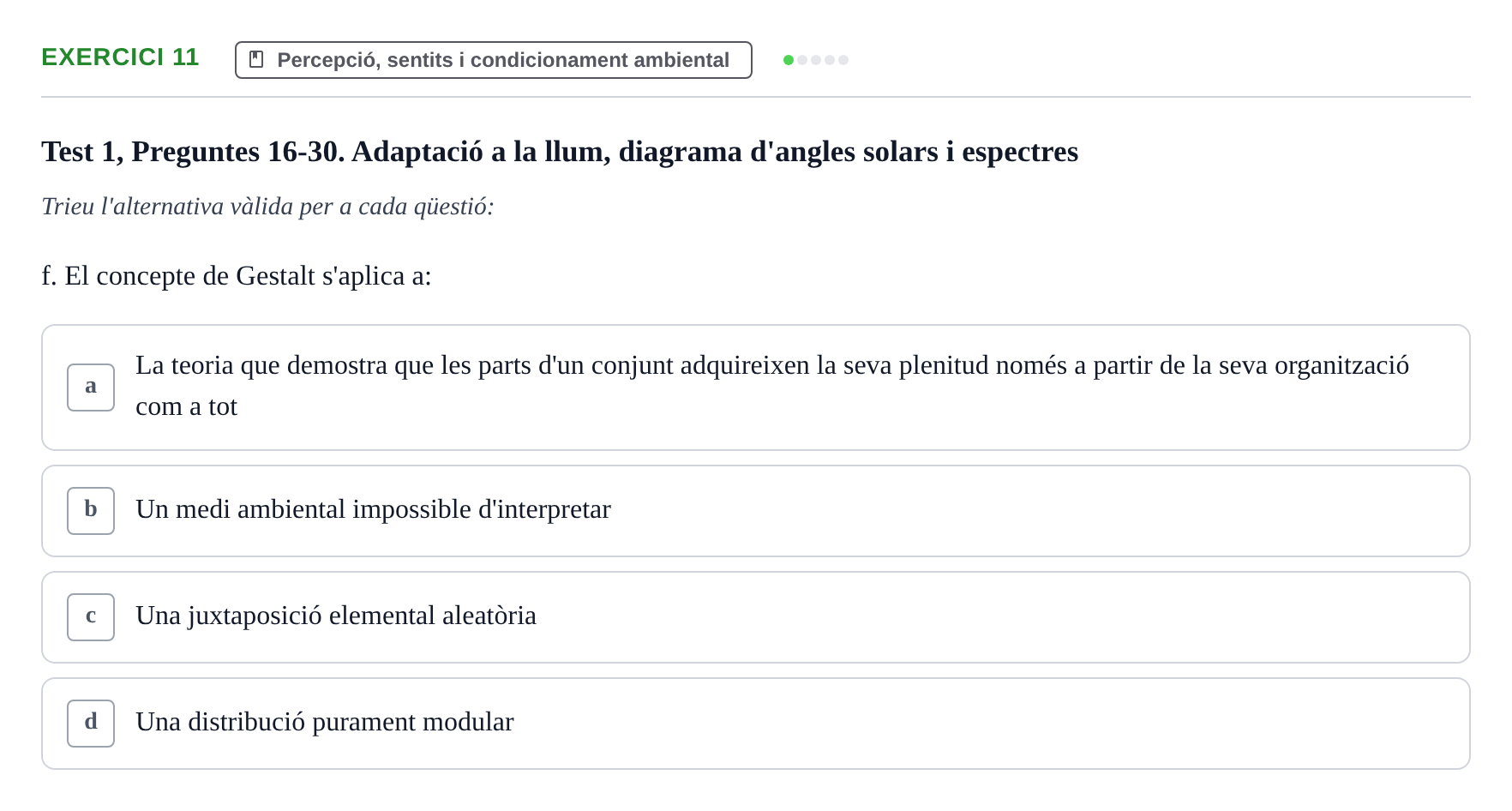 Enunciado: Ejercicio 11 - Percepció, sentits i condicionament ambiental · Acondicionamiento y Servicios I UPC Recopilació de preguntes d'examen resoltes: Condicionament Ambiental i Serveis