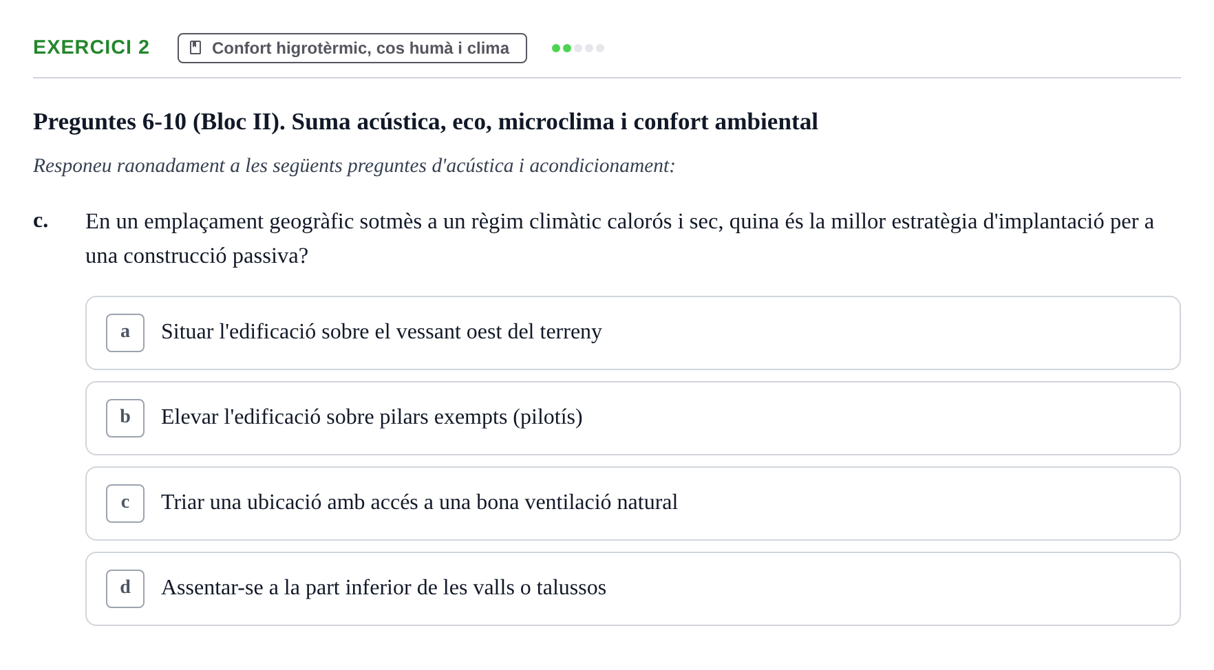 Enunciado: Ejercicio 2 - Confort higrotèrmic, cos humà i clima · Acondicionamiento y Servicios I UPC Recopilació de preguntes d'examen resoltes: Condicionament Ambiental i Serveis