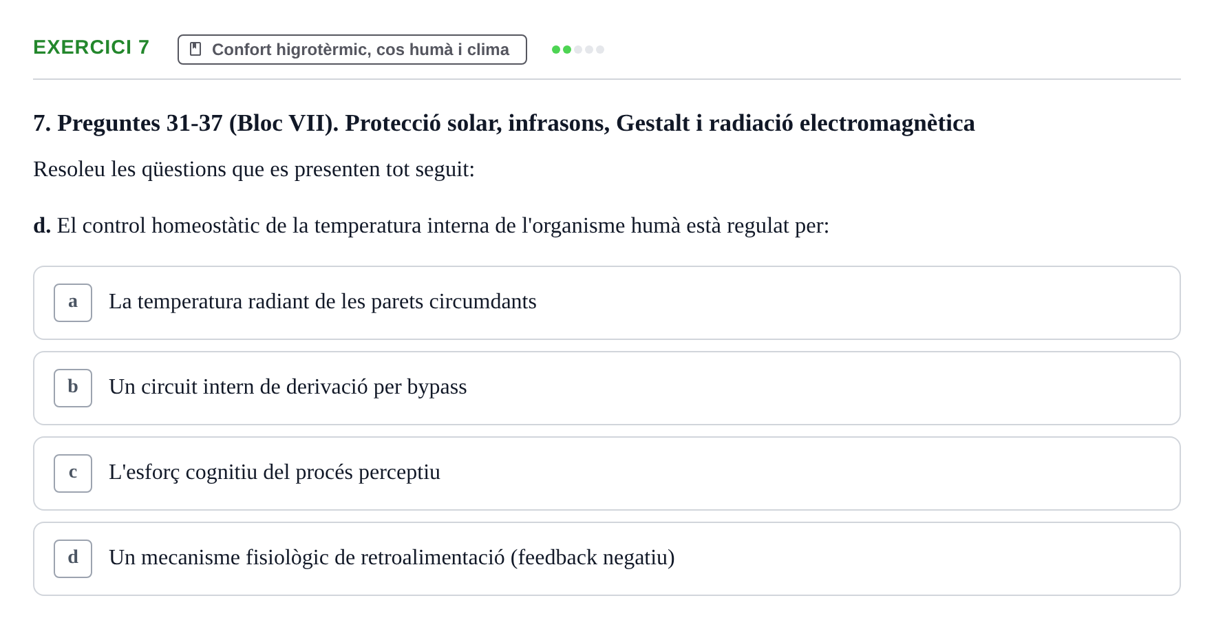 Enunciado: Ejercicio 7 - Confort higrotèrmic, cos humà i clima · Acondicionamiento y Servicios I UPC Recopilació de preguntes d'examen resoltes: Condicionament Ambiental i Serveis