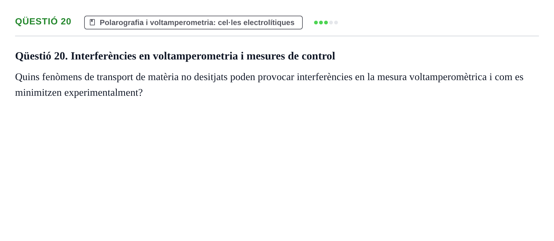 Enunciado: Qüestió 20