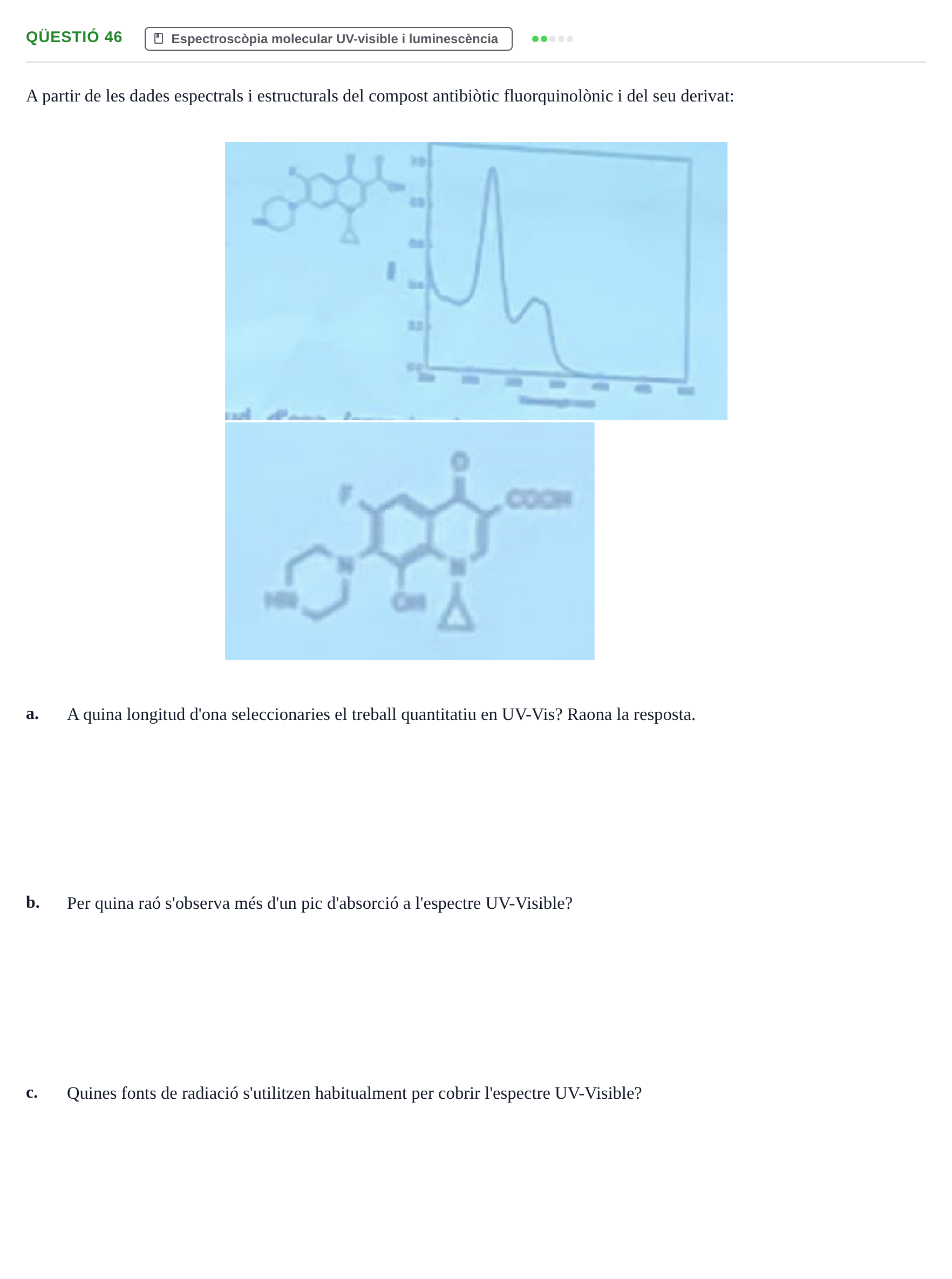Enunciado: Qüestió 46 - Espectroscòpia molecular UV-visible
