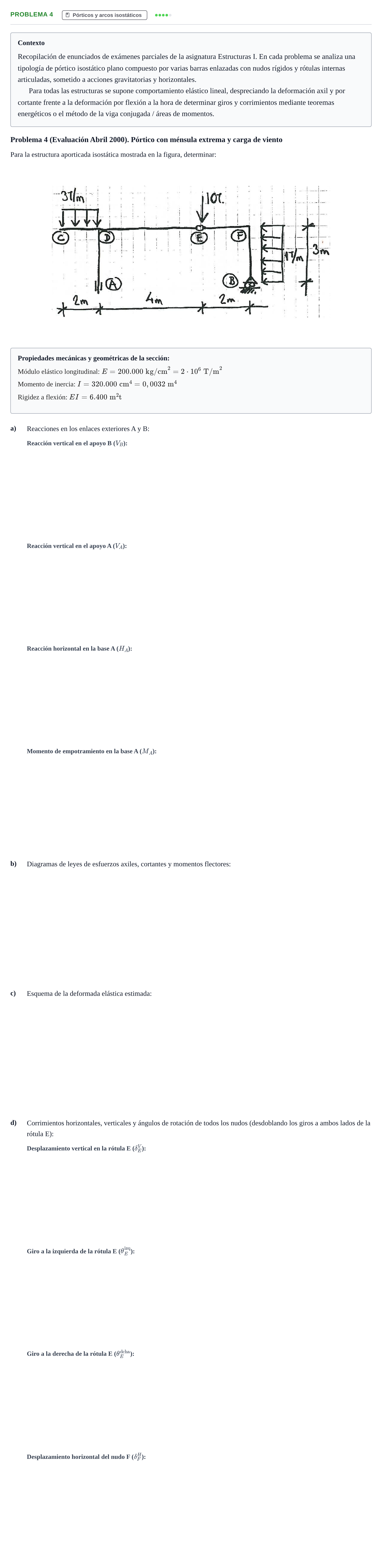 Enunciado: Problema 4 · Estructuras I UPC 2000