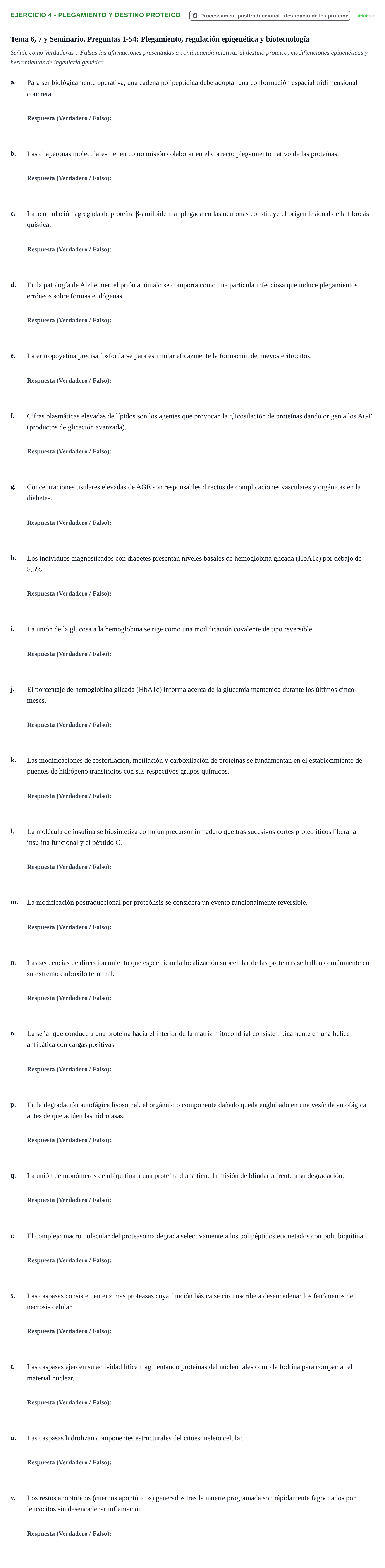 Enunciado: 4 - Plegamiento y destino proteico