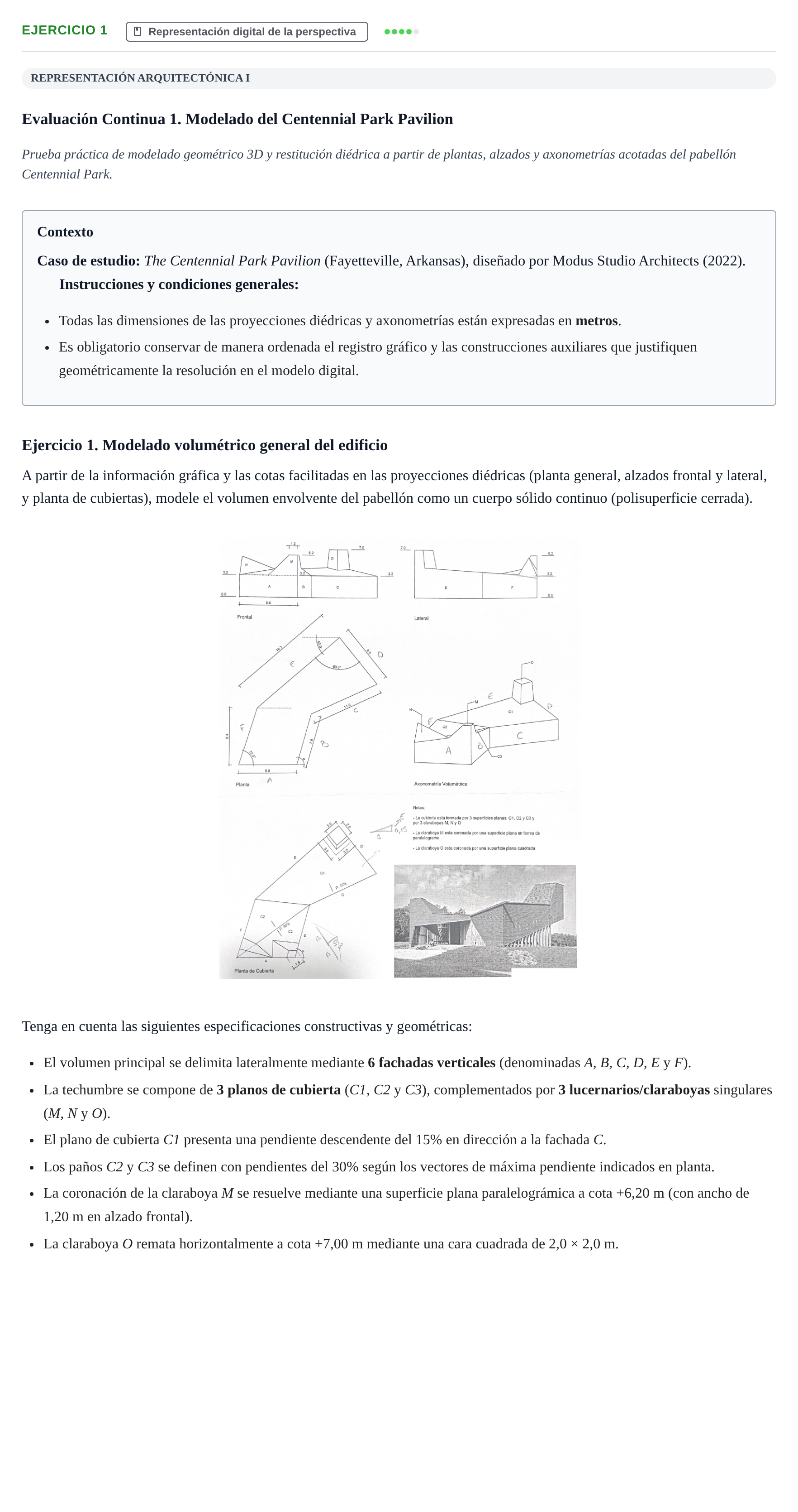 Enunciado: Ejercicio 1 · Representación arquitectónica I UPC 2022