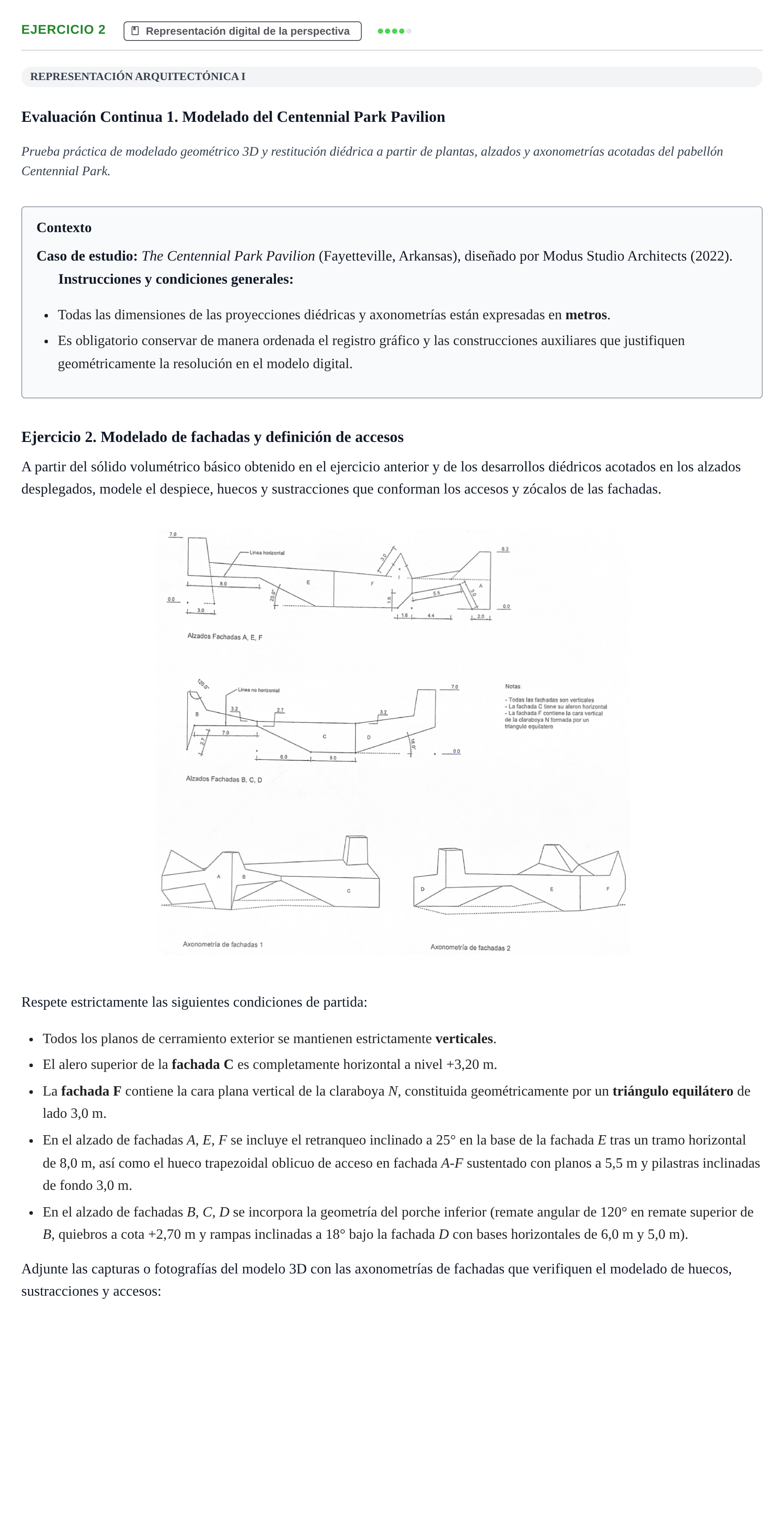 Enunciado: Ejercicio 2 · Representación arquitectónica I UPC 2022