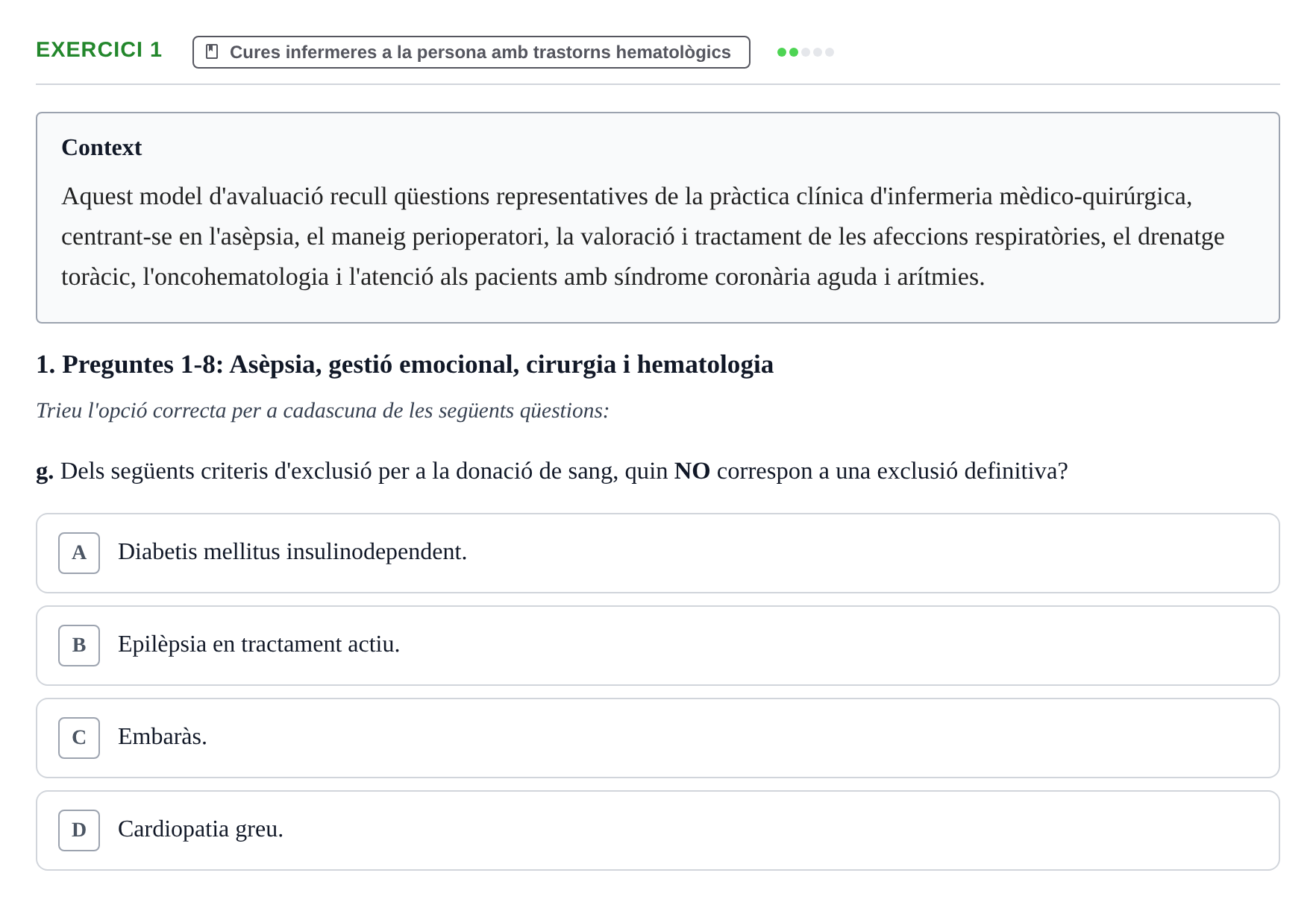 Enunciado: Ejercicio 1 - Cures infermeres a la persona amb trastorns h… · Infermeria clínica I UB Examen de pràctica clínica: Infermeria clínica I