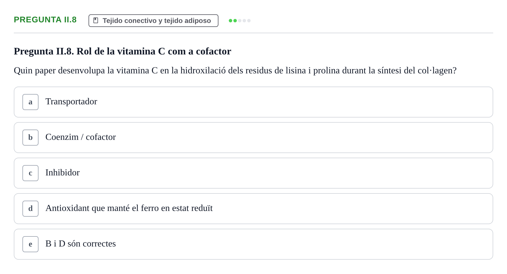 Enunciado: Pregunta II.8