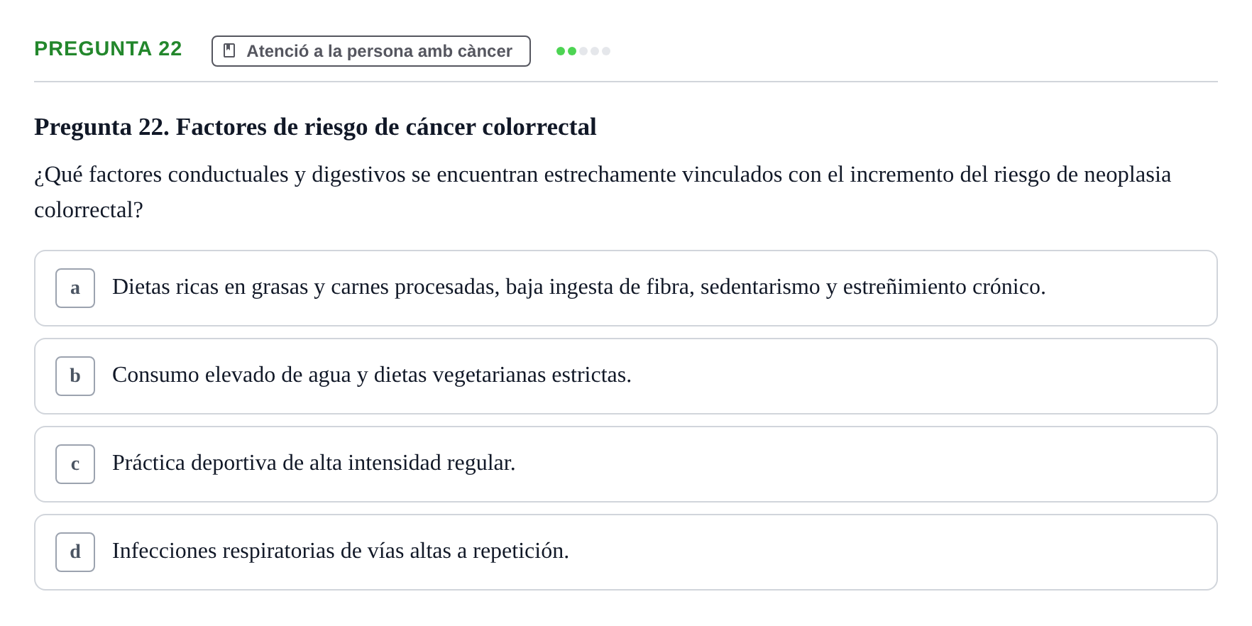 Enunciado: Pregunta 22 · Infermeria clínica I UB Examen de Enfermería Clínica: Cuidados Médico-Quirúrgicos