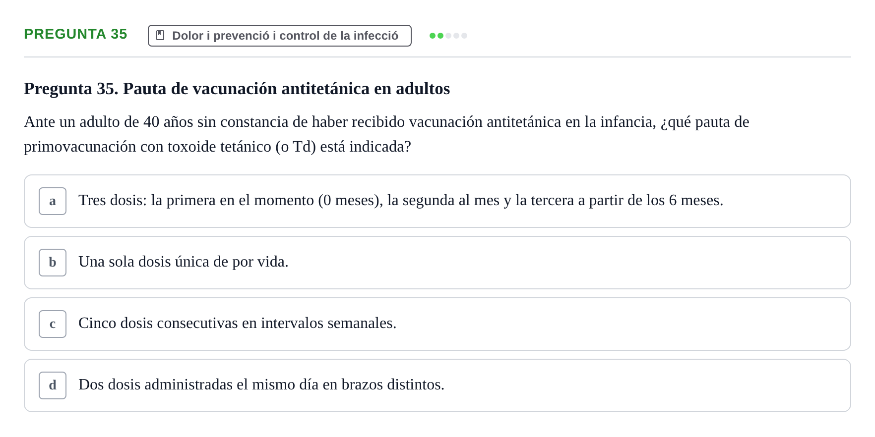 Enunciado: Pregunta 35 · Infermeria clínica I UB Examen de Enfermería Clínica: Cuidados Médico-Quirúrgicos
