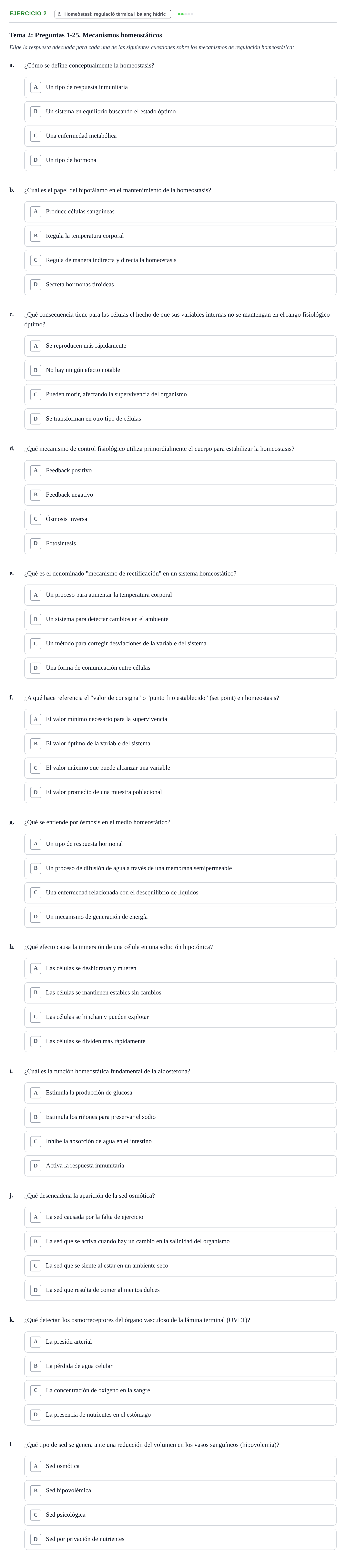 Enunciado: 2 - Homeòstasi: regulació tèrmica i balanç hídric