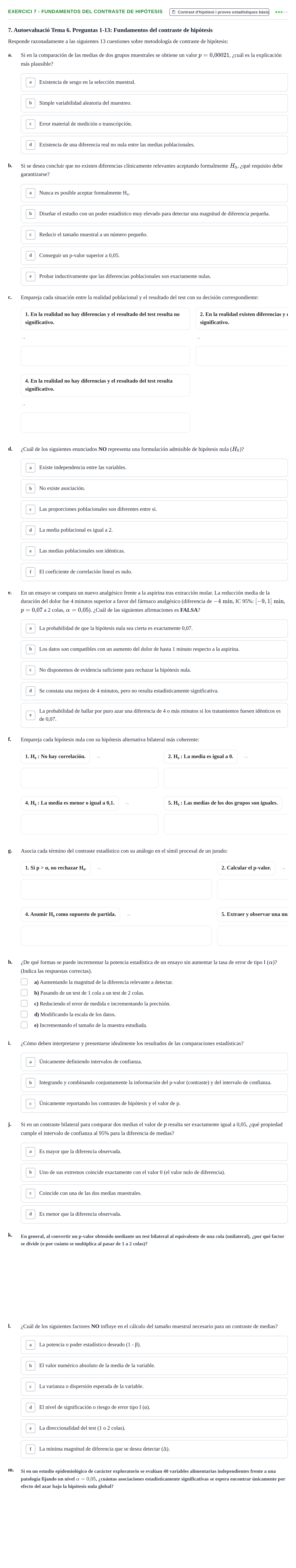 Enunciado: 7 - Fundamentos del contraste de hipótesis