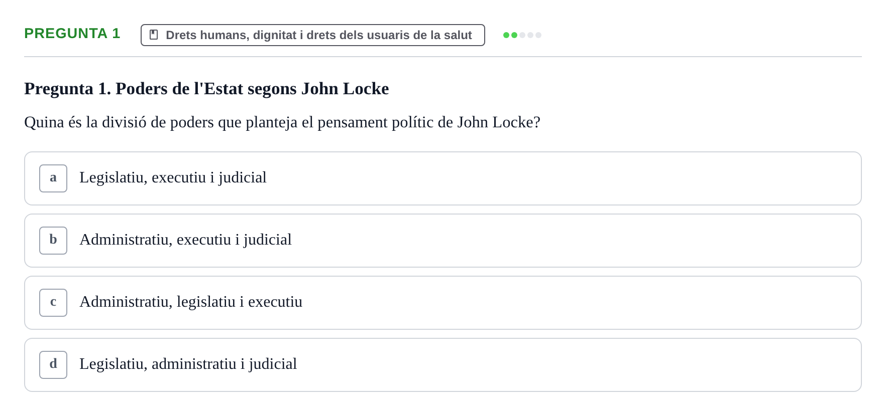 Enunciado: Pregunta 1 · ètica i legislaciò en infermeria UB 2023