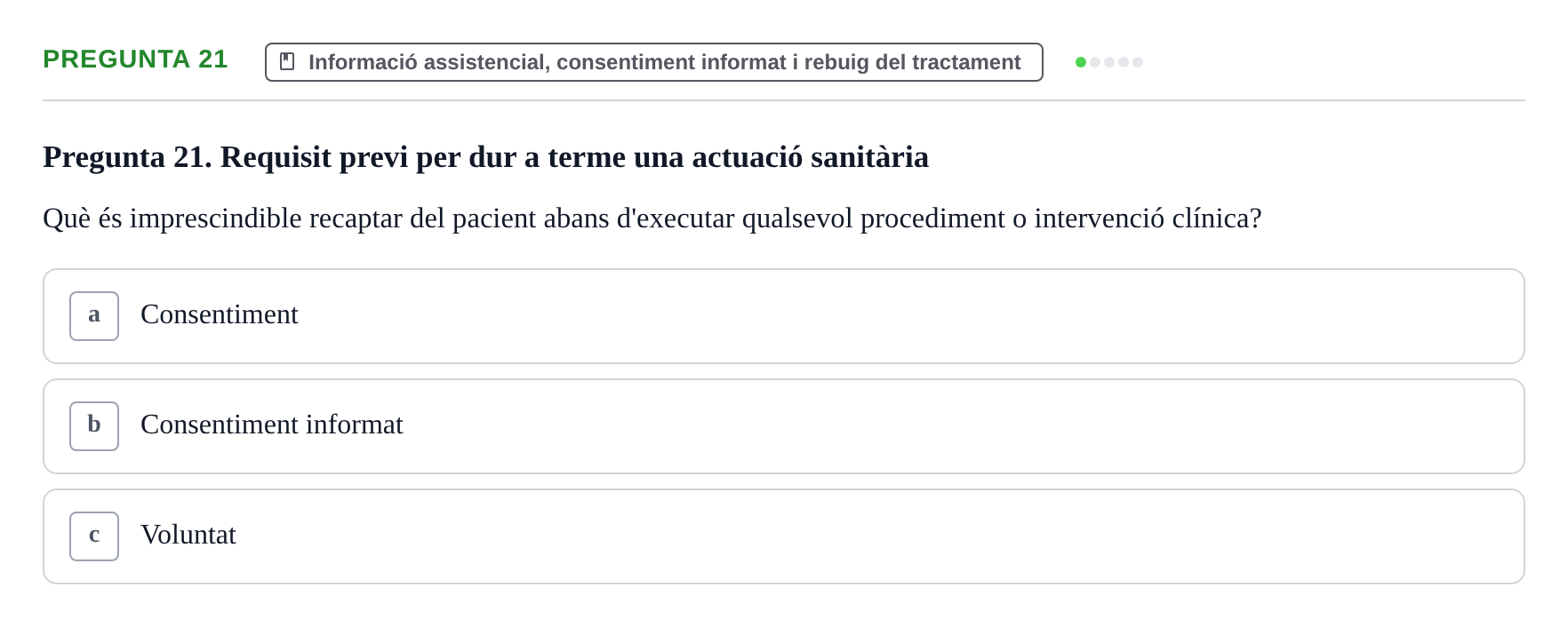 Enunciado: Pregunta 21 · ètica i legislaciò en infermeria UB 2023