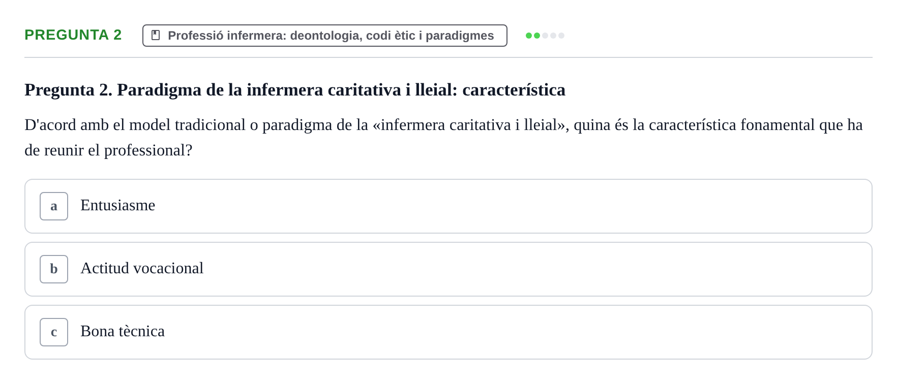 Enunciado: Pregunta 2 · ètica i legislaciò en infermeria UB 2023
