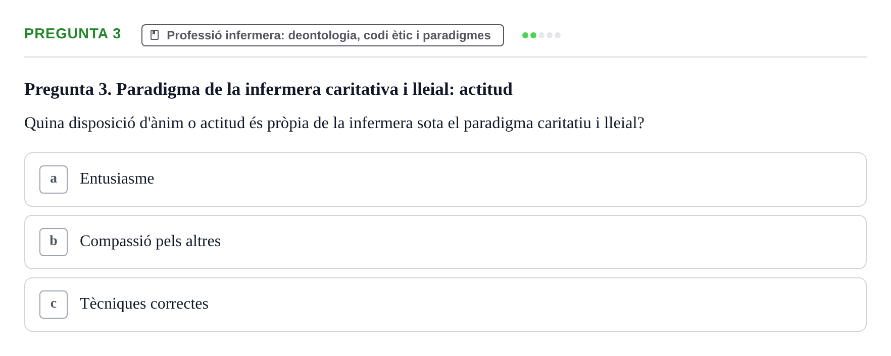 Enunciado: Pregunta 3 · ètica i legislaciò en infermeria UB 2023