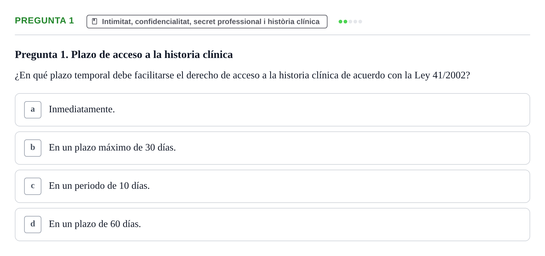 Enunciado: Pregunta 1 · ètica i legislaciò en infermeria UB 2002