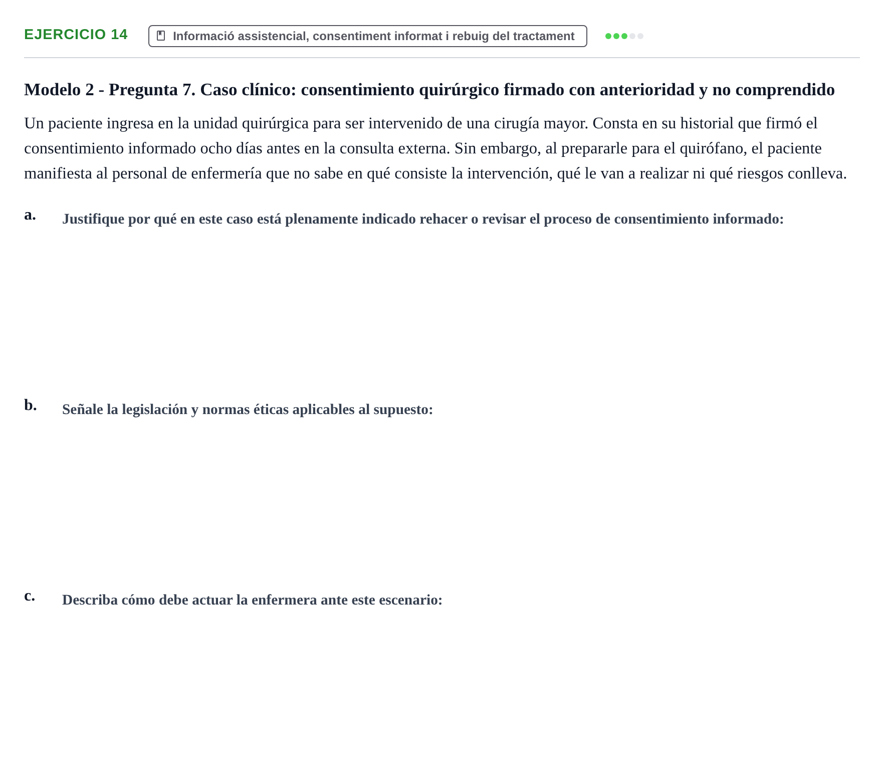 Enunciado: Problema 14 · ètica i legislaciò en infermeria UB 2002