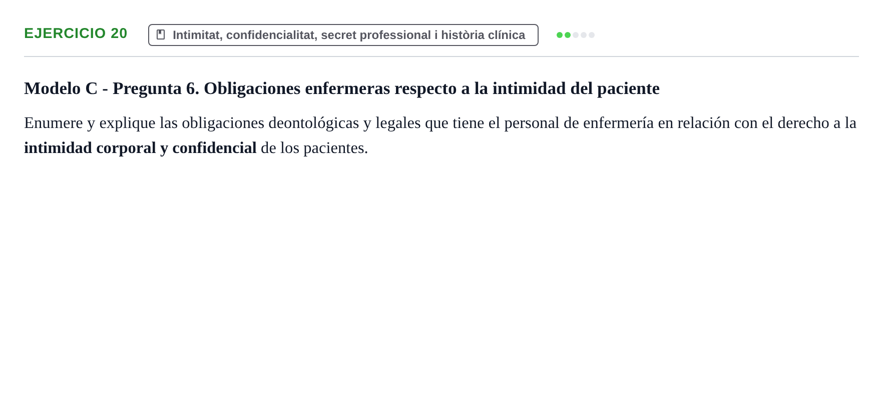 Enunciado: Problema 20 · ètica i legislaciò en infermeria UB 2002