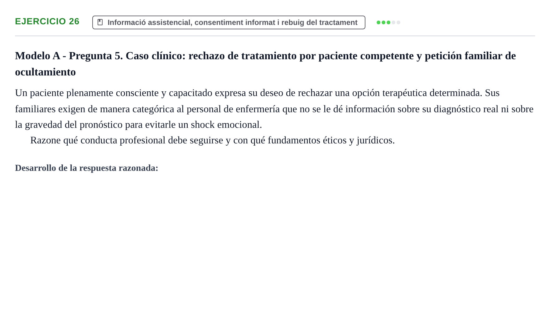 Enunciado: Problema 26 · ètica i legislaciò en infermeria UB 2002