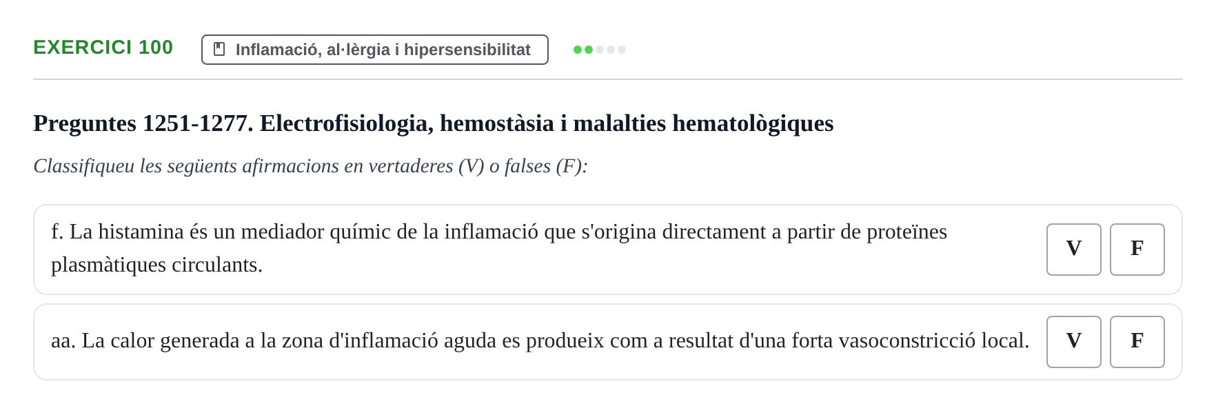 Enunciado: 100 - Inflamació, al·lèrgia i hipersensibilitat